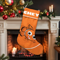 Adorable Fish Holiday Stocking, Clownfish Christmas Stocking, Personalized Christmas Stocking, Ocean Animal Holiday Stocking, Custom Kids Present