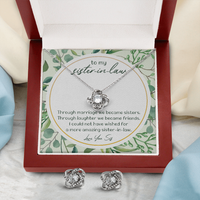 Sister in Law Love Knot Necklace, Sister-in-Law Love Knot Jewelry Set, Love Knot Earrings, Birthday Present for Her, Holiday Christmas Jewelry
