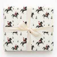 Watercolor Winter Horse Gift Wrap, Equestrian Santa Horse Wrapping Paper, Festive Country Christmas Paper, Holiday Gift Wrapping Paper Roll
