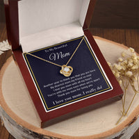 Cubic Zirconia Pendant Necklace, Love Knot Necklace for Mom, 14k White Gold Finish Jewelry, Meaningful Mother Christmas Present, Birthday Present