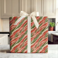 Abstract Modern Christmas Gift Wrap, Red and Green Brushstroke Wrapping Paper, Artistic Holiday Wrapping Paper Roll, Elegant Present Wrap