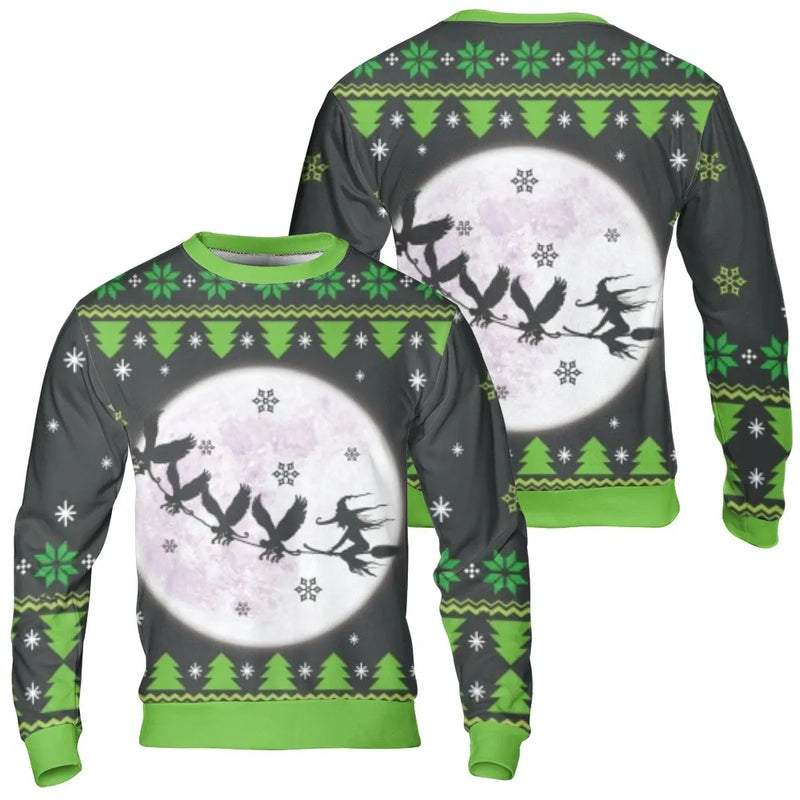 Full Moon Witchy Sweatshirt, Witch Raven Christmas Sweatshirt, Gothic Raven Crewneck Sweatshirt, Dark Fantasy Holiday Sweater