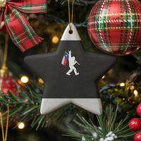 Rockstar Sasquatch Star Ornament, Bigfoot Texas Flag Ceramic Ornament, Lone Star State Christmas Tree Ornament, Texas Pride Holiday Keepsake