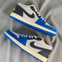 Retro Low Top Sneakers, Blue Cream Colorway, Lace Up Design, Casual Gift for Sneaker Fans