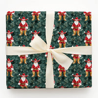 Green Country Western Gift Wrap, Cowboy Santa Christmas Wrapping Paper, Rustic Cowboy Boots Santa Wrapping Paper, Holiday Gift Wrap Roll