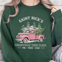 Vintage Pink Truck Sweatshirt, Saint Nicks Christmas Tree Farm Sweatshirt, Comfy Holiday Sweatshirt, Christmas Tree Farm Sweater, Xmas Present