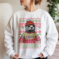 Humorous Xmas Otter Sweater, Steve the Otter Christmas Sweatshirt, Adorable Animal Holiday Sweatshirt, Retro Winter Pullover