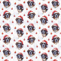 Watercolor Dog Santa Hat Gift Wrap, Saint Bernard Christmas Wrapping Paper, Festive Dog Holiday Wrapping Paper, Dog Lover Present Paper Roll