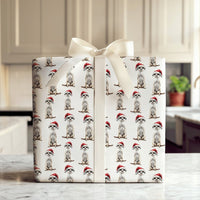 Adorable Santa Hat Gift Wrap, Meerkat Christmas Wrapping Paper, Festive Animal Wrapping Paper, Holiday Meerkat Gift Wrap Roll