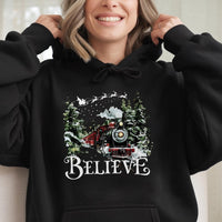 Vintage Winter Holiday Sweatshirt, Believe Christmas Train Hoodie, Comfy Polar Graphic Hoodie, Festive Christmas Hooded Sweater Present