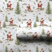 Rustic Snowy Angler Gift Wrap, Winter Fishing Santa Wrapping Paper, Christmas Outdoorsman Wrapping Paper, Fisherman Present