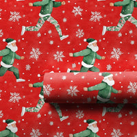 Camo Tracksuit Santa Claus Gift Wrap, Running Santa Wrapping Paper, Humorous Fitness Santa Holiday Paper, Christmas Gift Wrapping Paper Roll