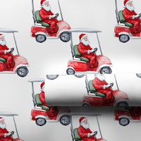 Humorous Golfer Christmas Gift Wrap, Santa Golf Cart Wrapping Paper, Watercolor Santa Claus Golfing Wrapping Paper