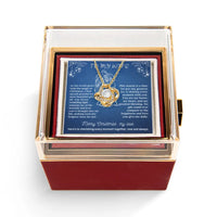 Rotating Rose Box Knot Pendant, Love Knot Necklace for Wife, Gold Finish Love Knot Necklace, Christmas Present for Her, Anniversary Present
