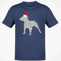 Festive Dog Lover Holiday Shirt, Pitbull Santa Hat Christmas T-Shirt, Adorable Xmas Pittie Graphic Tee, Winter Merry Christmas Dog T-Shirt