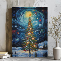 Impressionist Winter Landscape Print, Christmas Tree Canvas Wall Art, Snowy Evergreen Pine Decor, Festive Holiday Canvas Wall Hanging
