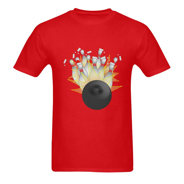 Santa Hat Strike Graphic Tee, Bowling Christmas T-Shirt, Humorous Holiday Bowler Shirt, Winter Season Sports Cotton T-Shirt
