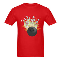 Santa Hat Strike Graphic Tee, Bowling Christmas T-Shirt, Humorous Holiday Bowler Shirt, Winter Season Sports Cotton T-Shirt