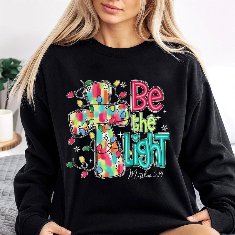 Matthew 5:14 Scripture Crewneck, Be the Light Christmas Cross Sweatshirt, Religious Holiday Faith Pullover, Christian Christmas Present