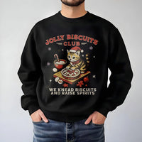 Jolly Biscuits Baking Graphic Sweater, Christmas Cat Sweatshirt, Adorable Holiday Cat Lover Crewneck, Retro Winter Kitty Sweatshirt, Xmas Present