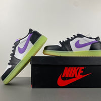 Retro Low Top Sneakers, Neon Green White Black Purple Colorway, Lace Up Design, Casual Gift for Sneaker Fans