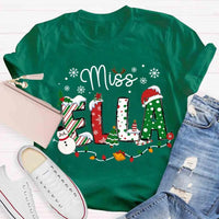 Custom Holiday Educator Tee, Personalized Christmas Teacher Shirt, Festive Winter Teacher T-Shirt, Merry Christmas Teacher Present