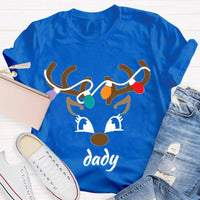 Festive Holiday Lights Antler Shirt, Personalized Christmas Deer Head T-Shirt, Custom Family Matching Xmas Graphic Tee, Present