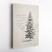 Christmas Bible Verse Canvas Print, Luke 2:14 Canvas Wall Art, Pine Tree Scripture Wall Decor, Christian Holiday Home Canvas, Faith Present