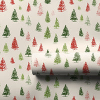 Festive Christmas Tree Gift Wrap, Watercolor Pine Tree Wrapping Paper, 90 GSM Holiday Present Paper, Rustic Winter Wrapping Supplies