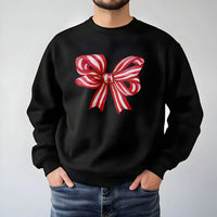 Retro Red Ribbon Holiday Sweater, Christmas Bow Sweatshirt, Adorable Coquette Xmas Crewneck, Vintage Christmas Graphic Sweatshirt, Winter Present