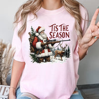 Humorous Deer Hunter Christmas T-Shirt, Tis the Season Santa Hunting Shirt, Outdoorsman Graphic Tee, Retro Santa Hunter Holiday Shirt