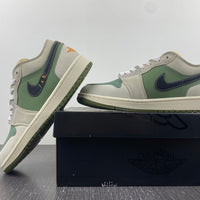Low Top Sneakers, Black Green Gray Colorway, Lace Up Design, Casual Gift for Sneaker Fans