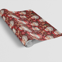 Holiday Hoopla Gift Wrap, Santa and Reindeer Wrapping Paper, Adorable Christmas Wrapping Paper, Santa Gift Wrap Roll, Festive Xmas Present Wrap