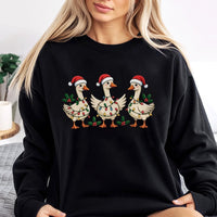 Humorous Santa Hat Goose Sweatshirt, Silly Goose Christmas Sweatshirt, Adorable Festive Animal Sweater, Retro Holiday Crewneck, Comfy Xmas Pullover