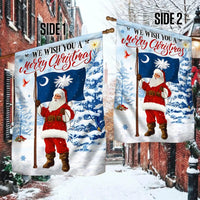 We Wish You a Merry Christmas Flag, South Carolina Christmas Garden Flag, Santa Claus Yard Flag, Double Sided Holiday Yard Decor