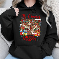 Humorous Christmas Mouse Sweatshirt, No Cheeses for Us Meeces Hoodie, Festive Holiday Pullover Hoodie, Adorable Xmas Animal Hooded Sweatshirt