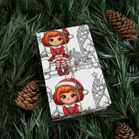Adorable Christmas Girl Gift Wrap, Color-In Santa Wrapping Paper, Kids Coloring Activity Wrapping Paper, Holiday DIY Paper Roll, Xmas Gift Wrap