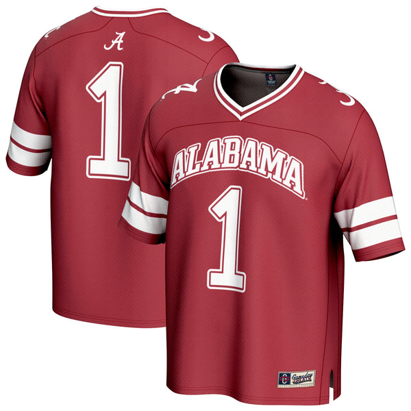 #1 Alabama Crimson Tide Lightweight Collegiate Football Fashion Jersey - Crimson