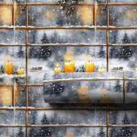 Comfy Candlelight Holiday Gift Wrap, Winter Window Scene Wrapping Paper, Snowy Landscape Christmas Wrapping Paper, Festive Xmas Present Wrap