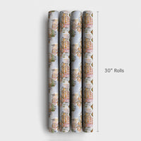 Watercolor Winter Village Gift Wrap, Christmas Market Wrapping Paper, Festive Holiday Wrapping Paper, European Town Xmas Present Wrap