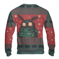 Pixel Art Cryptid Sweater, Mothman Ugly Christmas Sweater, Humorous Mothman Holiday Crewneck, Spooky Christmas Sweater, Cryptid Fan Xmas Present