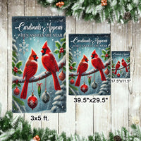 Winter Cardinal Christmas Yard Flag, Cardinals Appear When Angels Are Near Garden Flag, Double-Sided Memorial Lawn Banner Flag