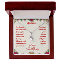 From the Bump Pregnancy Pendant, First Christmas Mom-to-Be Necklace, 14k White Gold Finish Jewelry