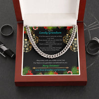 Polished Stainless Steel Chain, Grandson Cuban Link Chain Necklace, Mens Cuban Link Jewelry with Message Card, Christmas Present for Grandson