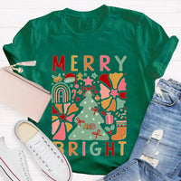 Festive Holiday Graphic Tee, Merry and Bright Christmas Trees T-Shirt, Adorable Winter Tree Shirt, Christmas Season Unisex Apparel Present