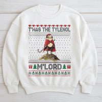 Humorous Frog Christmas Meme Crewneck, Twas the Tylenol Mlord Sweatshirt, Medieval Frog Holiday Sweatshirt, Viral Humor Xmas Sweater Present