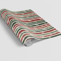 Watercolor Snowflake Gift Wrap, Frosted Holiday Stripes Wrapping Paper, Red Green Winter Present Paper, Cheerful Christmas Pattern Wrap