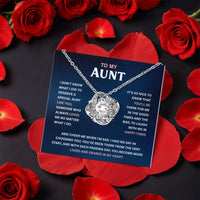 CZ Crystal Love Knot Pendant, To My Aunt Love Knot Necklace, Gold Finish Love Knot Jewelry, Aunt Birthday Present, Meaningful Christmas Present