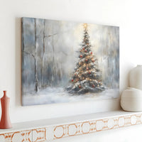 Winter Forest Landscape Canvas, Snowy Christmas Tree Canvas Art, Pine Trees Wall Decor, Holiday Season Canvas Print, Xmas Home Decor Present