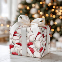 Sports Holiday Gift Wrap, Baseball Santa Hat Christmas Wrapping Paper, Watercolor Baseball Wrapping Paper, Festive Player Wrapping Paper
